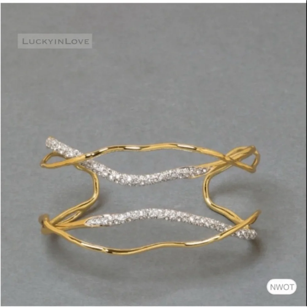 ALEXIS BITTAR • Solanales Gold Silver Crystal Cuff Bracelet - Picture 6 of 16